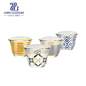 Promotion Morocco design elegant high white glass custom decal printing 2oz small glass tea cup arabic style