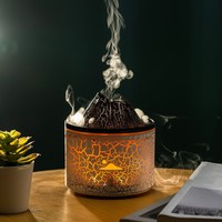 Humidificateur à brume froide et diffuseur d'aromathérapie Flamme Volcanique avec veilleuse, capacité 180 ml, alimentation USB, pour chambre à coucher