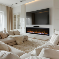 Cheminée électrique murale linéaire Luxstar de 72 pouces avec flamme multicolore, télécommande, contrôle par application, protection contre la surchauffe, pour la maison et l'hôtel