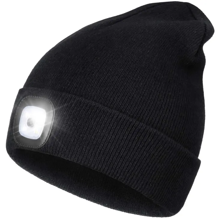 Lampu Kepala Musim Dingin Rajutan Topi Cahaya Malam Senter Wanita Pria Hadiah LED Beanie dengan Cahaya