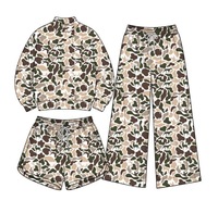 Vêtements pour enfants : Ensemble 3 pièces sweat-shirt et pantalon de jogging, motif camouflage personnalisé, design automne, style nœud français