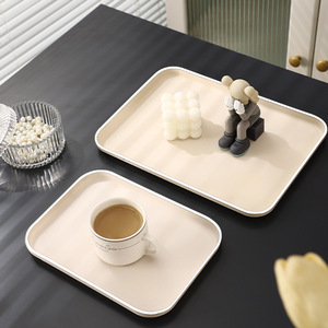 Bandeja rectangular de color crema con diseño de dibujos animados para servir té y café, uso en sala de estar y cocina - Product Image 1