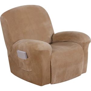 <b>Stretch</b> Washable 1-Piece Modern Velvet Polyester Spandex <b>Sofa</b> Chair <b>Cover</b> Customizable Color Plain Dyed 2 Seats Recliner Fits - Product Image 1