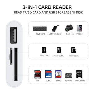 3-em 1 OTG Tipo C Kit Adaptador de Leitor de Cartão Externo Instalação USB para TF SD Drone & Câmera Digital Conexão Telefones celulares - Product Image 5