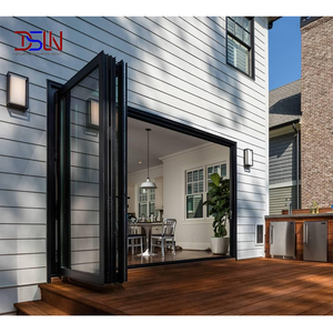 Porte pliante en alliage d'aluminium à double vitrage, profil mince, à rupture de pont thermique, moderne, pour appartement, hôtel, restaurant commercial - Product Image 1