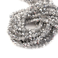 Perles Plates Facettées en Verre Colorées de Haute Qualité 3x2mm 4x3mm 6x4mm 8x6mm, Perles Volantes pour la Confection d'Accessoires de Bricolage