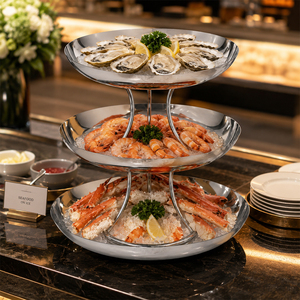 Support de buffet de luxe pour hôtel, en acier inoxydable 304, à <span class=keywords><strong>trois</strong></span> niveaux, pour fruits de mer et coquillages - Product Image 6