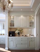 Buffet de style français en chêne massif sur mesure avec portes vitrées - Armoire de salle à manger intégrée durable et écologique de plus de 1,5 m