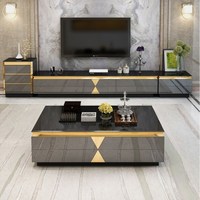 Meuble TV de salon de luxe / Table TV / Table basse avec tiroir, meuble d'appoint moderne en bois personnalisé, métal et bois