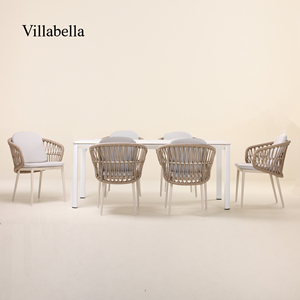 Ensemble de mobilier d'extérieur en aluminium de luxe, table et chaises de salle à manger de jardin moderne pour hôtel, complexe hôtelier, restaurant commercial - Product Image 2
