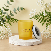 Pot à bougie en verre de luxe de haute qualité, multicolore, à fond épais, 8oz 10oz 14oz avec couvercle et boîte cadeau, logo personnalisé, vente en gros