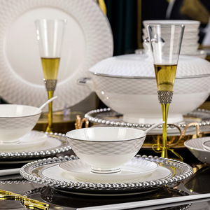 Ceramic Bowl Plate Combination Chopsticks Set Gold Inlay Microwave Safe Modern Design <strong>Tableware</strong> Dreamy <strong>Aurora</strong> Household Gift - Product Image 2