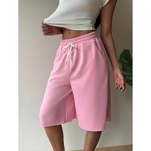 Shorts de détente amples de <span class=keywords><strong>haute</strong></span> qualité, shorts longs d'été pour femmes, shorts <span class=keywords><strong>taille</strong></span> <span class=keywords><strong>haute</strong></span> personnalisés, shorts pour femmes 100% polyester - Product Image 4