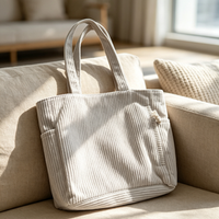 Sacs fourre-tout en velours côtelé en gros, sacs à bandoulière décontractés grande capacité, sacs de shopping avec fermeture éclair, imprimé léopard pour femmes, usage quotidien