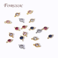6 couleurs laiton plaqué or 18 carats et zircon 2 trous ronds connecter pendentifs à breloques pour bricolage boucle d'oreille accessoires de fabrication de bijoux
