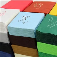 Serviettes en papier imprimées à l'or, 3 plis, carrées, pour décoration de table, avec logo personnalisé, serviettes en papier colorées pour mariage et fête