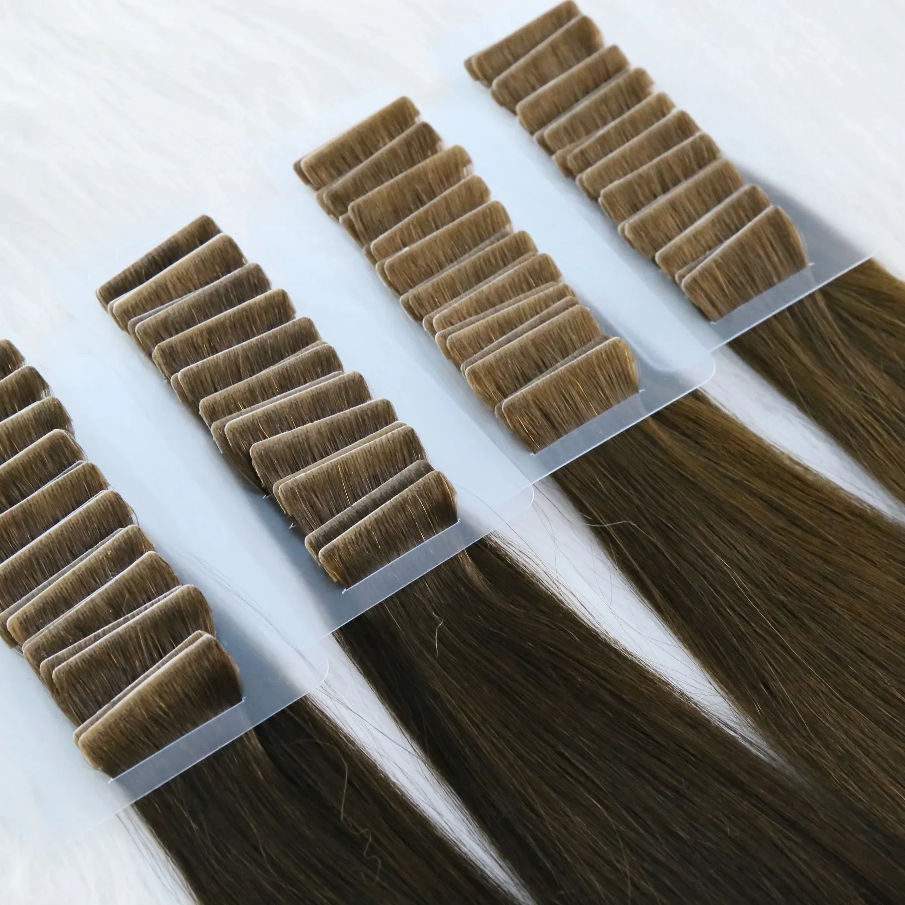 Insan saçı postiş yılında süper kalite çift çekilmiş manikür perulu el bağlı bant