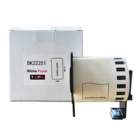 DK22251 avec support, papier thermique compatible, étiquette noire sur fond blanc, pour imprimante à ruban Brother DK 22251