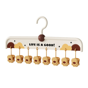 Pink Paw Shape Sock <b>Clips</b> Abs Strong <b>Clips</b> For Drying Clothes Dorm Home Use Windproof <b>Hook</b> Type Rectangle Clothing Organizer - Product Image 5