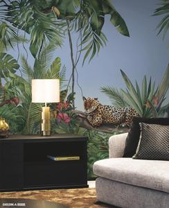 Papier peint de haute qualité de style forêt tropicale avec des oiseaux et des plantes tropicales, papier peint de <span class=keywords><strong>jungle</strong></span> vibrant - Product Image 4