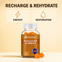 Gummies anti-gueule de bois naturelles au gingembre, curcuma, magnésium, potassium, taurine et eau de coco avec charbon actif
