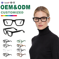 Lunettes à monture carrée à plaque épaisse classique unisexe rétro Ins Style gris monture de lunettes de Prescription pour hommes et femmes