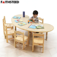 Ensemble table et chaises pour enfants de haute qualité en forme de rein, réglables en hauteur, en plastique sécurisé, pour garderie
