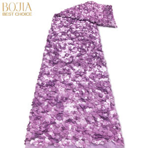 Ткань BOJIA: африканское кружево, вышитое бисером, сетчатое, для свадебных и праздничных нарядов, средней плотности, в наличии, полиэстер, с пайетками - Product Image 6