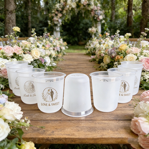 Gobelets en plastique givré de 16 oz avec logo personnalisé, vaisselle réutilisable pour mariage et fête avec impression, gobelets en plastique PP en gros sans BPA - Product Image 1