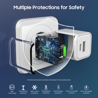Chargeur rapide GaN à deux ports 25W PD & QC3.0 avec boîtier ignifuge en PC universel pour iPhone/tablette/ordinateur portable/écouteurs