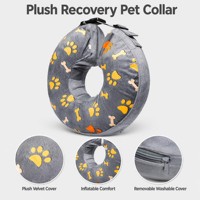 Collier de récupération gonflable confortable pour animaux de compagnie, en velours pelucheux, avec boucle réglable, lavable, design en forme de donut pour chiens et chats