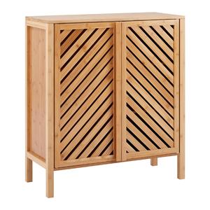 Bamboo Storage Cabinet 75x85x35 Cm With <b>Door</b> For Living Room And Bathroom - Product Image 1
