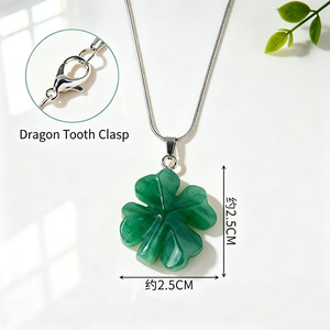 Collana con Ciondolo Quadrifoglio in <span class=keywords><strong>Avventurina</strong></span> <span class=keywords><strong>Verde</strong></span> Naturale, Amuleto Portafortuna, Gioiello con Cristallo Curativo per Donne, Regalo - Product Image 5