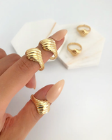 18k Croissant Dôme Anneau Anillo Plaqué Or Chevalière Bague En Acier Inoxydable Bijoux Or Chunky Twist Rope Anneaux