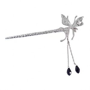 Palillos para el pelo de estilo chino con piedra lunar para mujer, horquillas retro de metal líquido con forma de mariposa, accesorios para el cabello. - Product Image 2