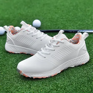 Femmes Confortable Imperméable Bouton Automatique Lacets Rétractables Antidérapant Clous Fixes Chaussures de Golf Extérieur Hommes