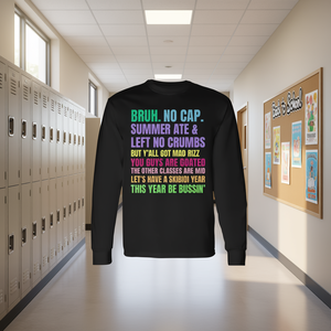 Camiseta de Manga Larga Unisex con Cuello Redondo y Estampado Digital para el Primer Día de Clases 2025 de Gen A Slang Teachers, Regreso a Clases, Graduación - Product Image 3