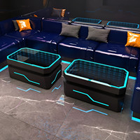 Table de bar rectangulaire en verre trempé à motif nébuleuse lumineuse et changeante de couleur, avec éclairage intégral, pour hôtel, centre commercial, KTV, salle privée