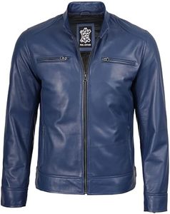 Chaqueta de Motociclista de Cuero Genuino para Hombre, a la Moda, Nueva, Impermeable, con Cuello Alto y Logotipo Frontal, para Invierno - Product Image 5