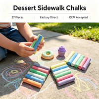 Ensemble de Craies Lavables et Sans Poussière pour Trottoirs, Thème Alimentaire (Donuts, Cupcakes) pour Enfants, Art de Rue Extérieur