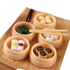 Miniatures en résine de <span class=keywords><strong>dim</strong></span> sum, petits pains vapeur fourrés, échelle 1:12, modèle de scène de cuisine pour maison de poupée - Product Image 2