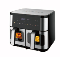 Friteuse à air numérique à double cuve avec grand écran couleur et fenêtre de visualisation, capacités 2.5L, 5.0L, 6.0L, 8L, 9L, 10L, 11L, 12L