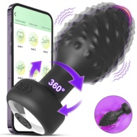 Vibromasseur anal rotatif, masseur de prostate sans fil et contrôlable par application, jouet pour adultes à picots, à nervures et orné de strass, unisexe