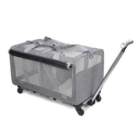 Portable Pet Trolley Case Amovible Roue Universelle Respirant Pliable Grande Capacité Chiot Sac De Voyage Respirant Chat Transporteur