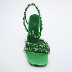 <span class=keywords><strong>Sandali</strong></span> Estivi alla Moda di Alta Qualità con Punta Quadrata Aperta, Tacco a Spillo in Raso, Sexy e Traforati per Donne - Product Image 3