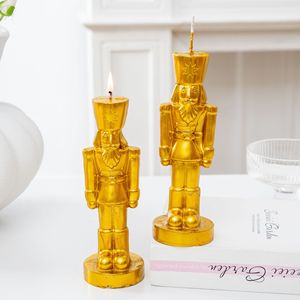 Figura de soldado dorado, vela decorativa navideña para mesa, adorno para fiestas en casa - Product Image 4