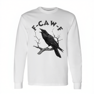 F-Caw-F Black Crow Pun Bird Cawing Grunge Halloween T-shirt à manches longues - Product Image 2