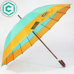 Singapore market luxury customized design 23x16k wooden umbrella