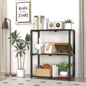 Simple Household 4-Layer Steel Folding Floor Standing Portable Storage Table <b>Shelves</b> Corrosion Protection for Bedroom Study Hall - Product Image 4