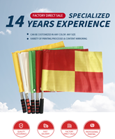 Drapeaux d'arbitre de football portatifs personnalisés pour camping, arbitres de touche, défilés, à rayures jaunes, avec signal sonore de sécurité, pour football et soccer